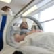 Man in a hyperbaric oxygen chamber